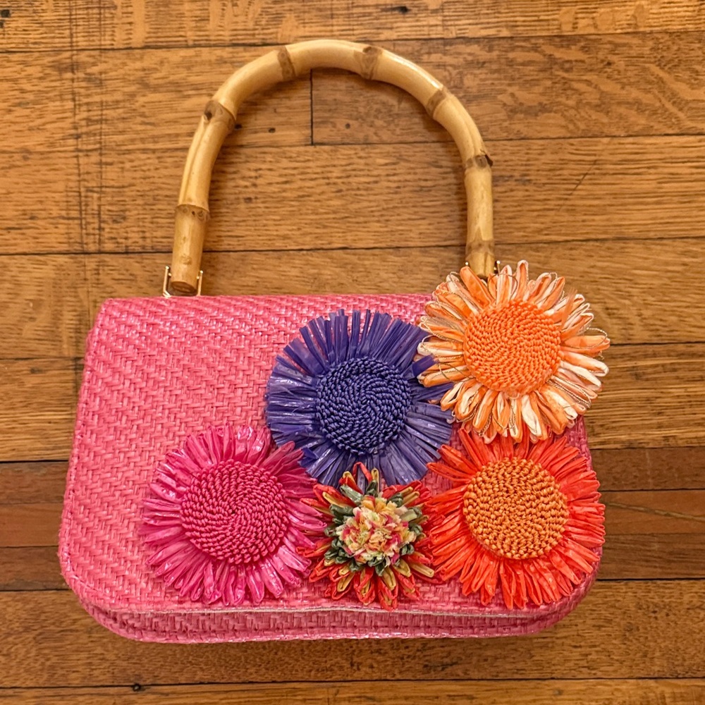 Haute Hippie Pink Floral Embellished Shoulder Bag
